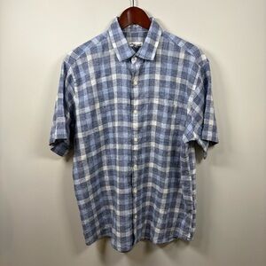 Peter Millar Linen Blend Plaid Shirt Large Coastal Golf Resort Dad Style